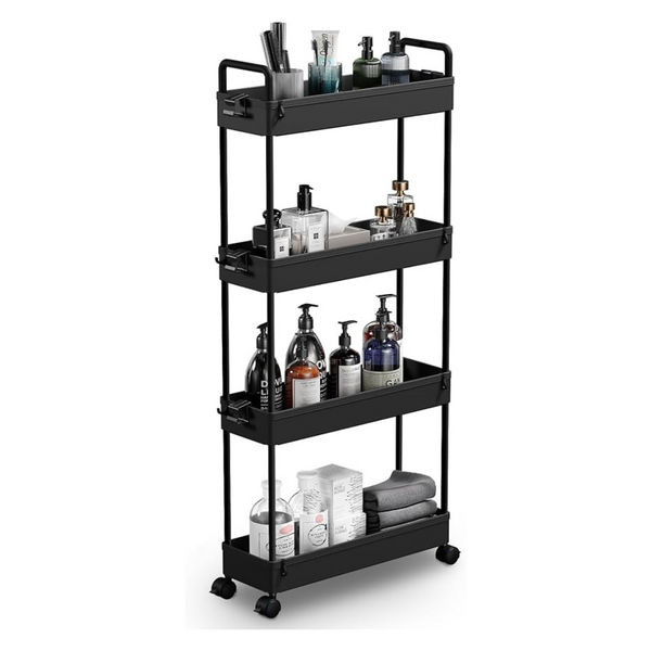 4-Tier Slim Mobile Shelving Unit Rolling Cart with Handle