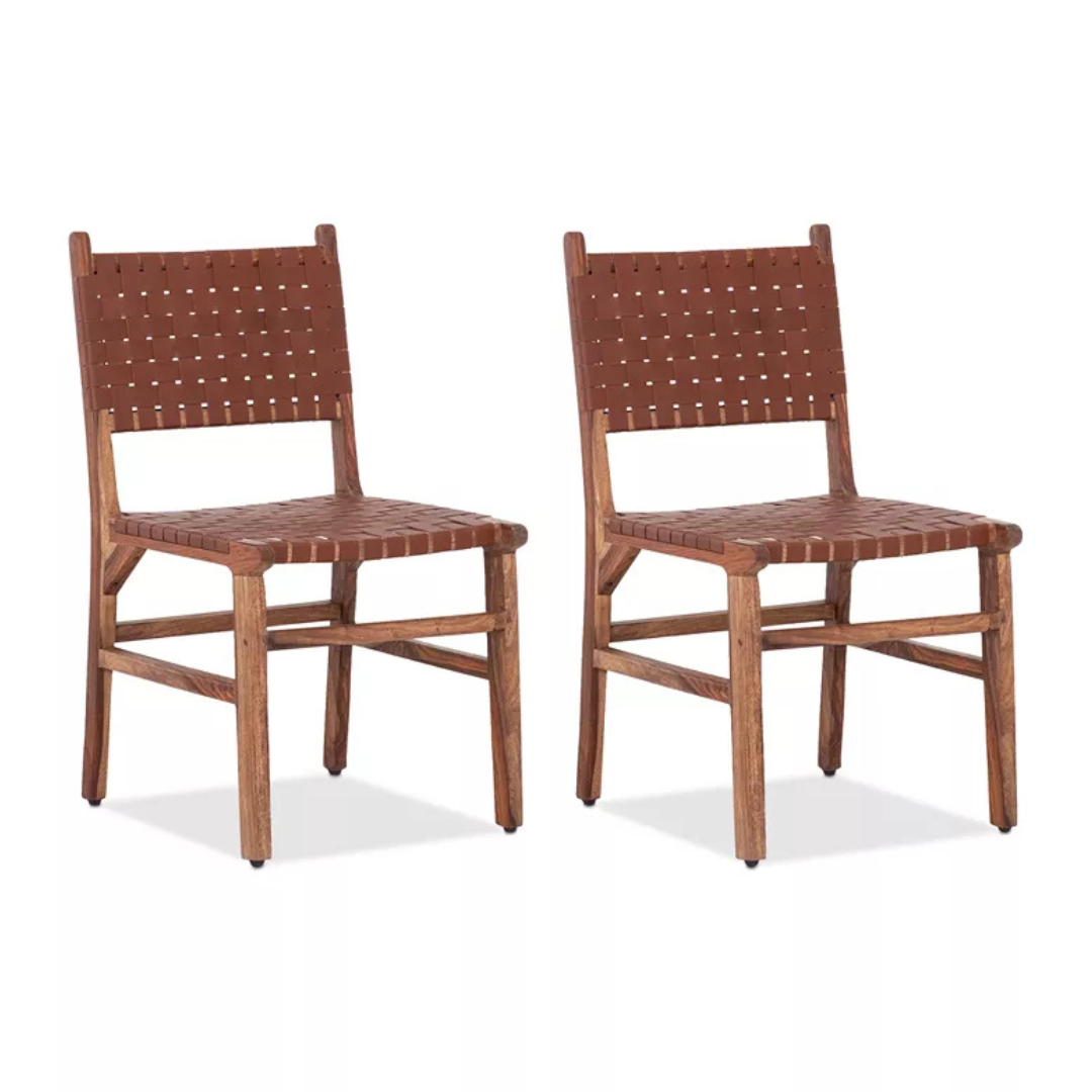 Emmilyn Set Of 2 Wood And Leather Dining Chair