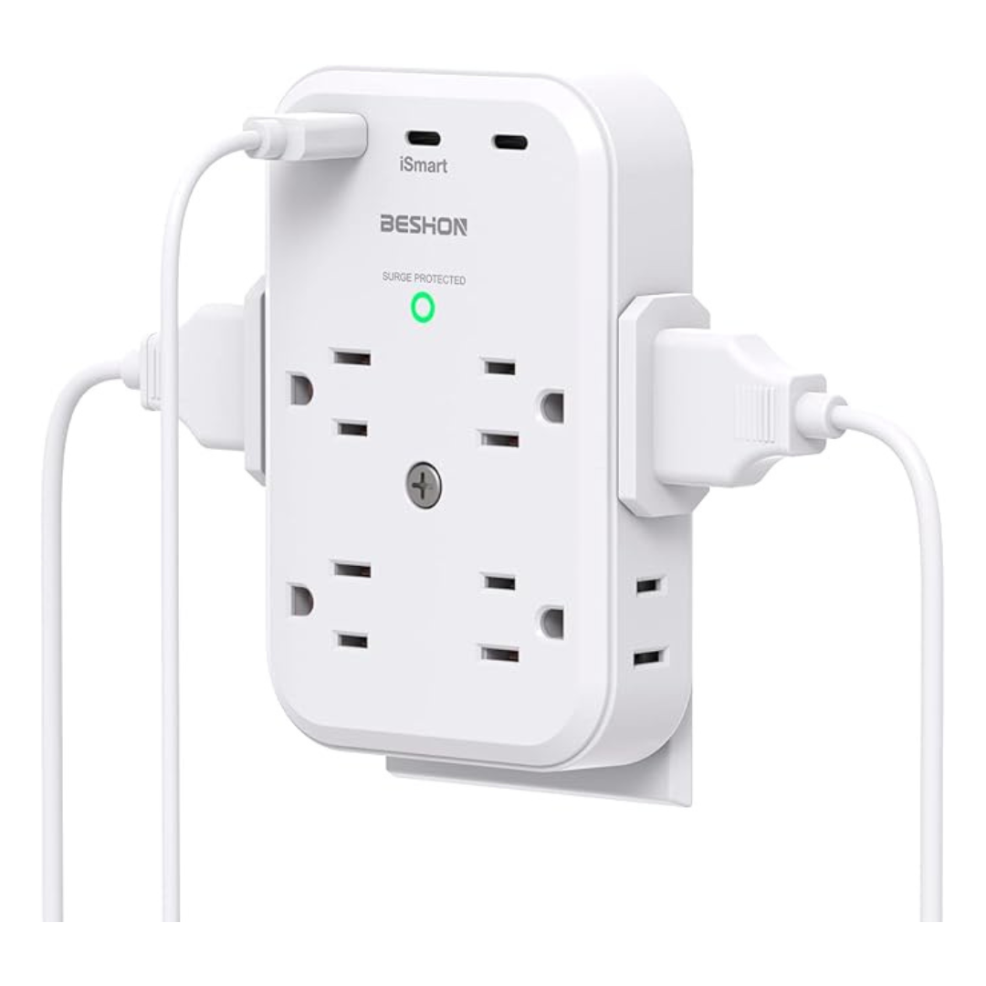 Beshon USB-C Multi Plug Outlet Surge Protector With 8 Outlets 3 USB