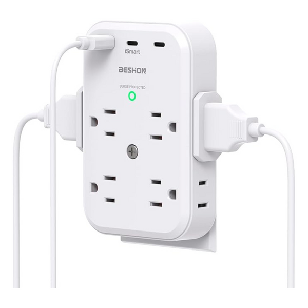 Beshon USB-C Multi Plug Outlet Surge Protector With 8 Outlets 3 USB