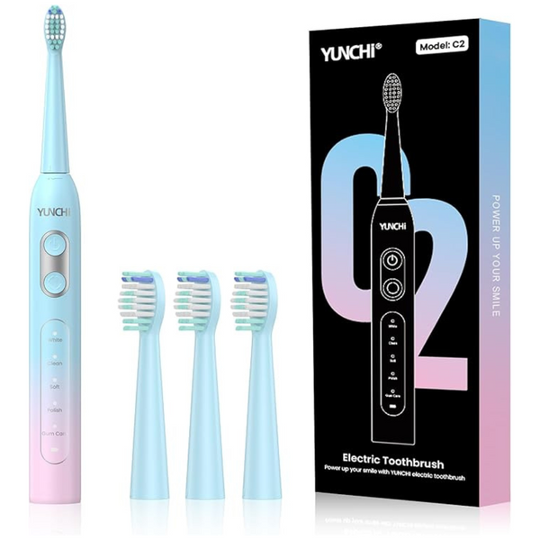 Rechargeable Electric Sonic Toothbrush With 4 Brush Heads