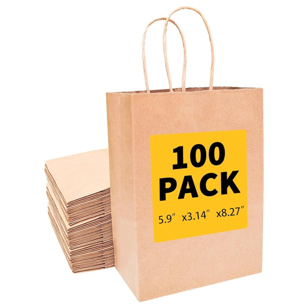 BAG BOX 100 Pack Of Kraft Paper Gift Bags