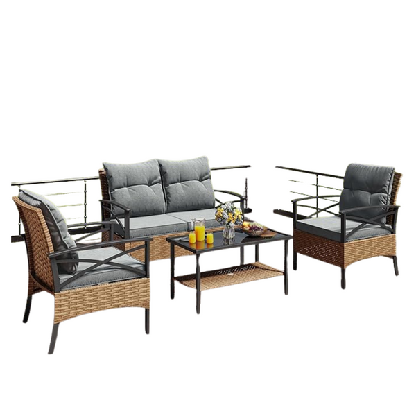 4-Piece Patio Furniture Wicker Outdoor Bistro Set