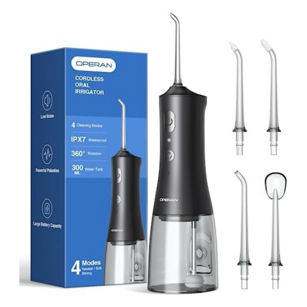 Operan Rechargeable Water Dental Flossers W/ 4 Modes 4 Jet Tips