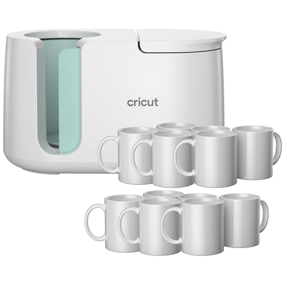 Cricut Mug Press + 12 Blank Mugs (12oz Each)