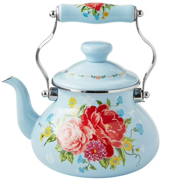 The Pioneer Woman 2-Quart Blue Enamel On Steel Tea Kettle