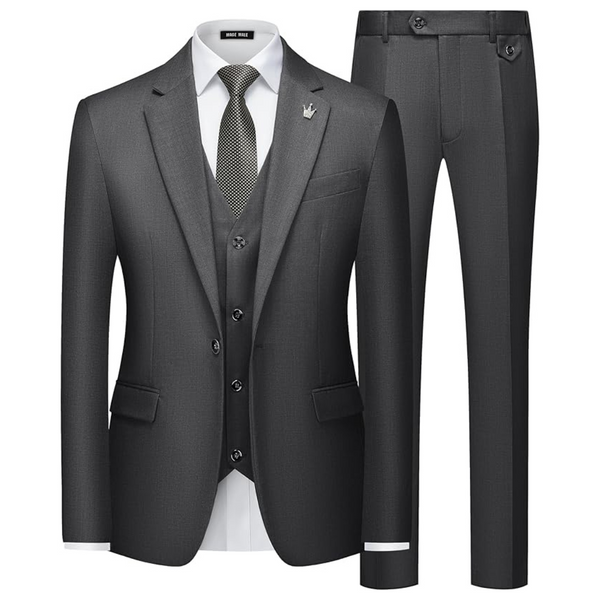 3-Piece Mage Male Men's Slim Fit Blazer Vest Pants Set With Tie