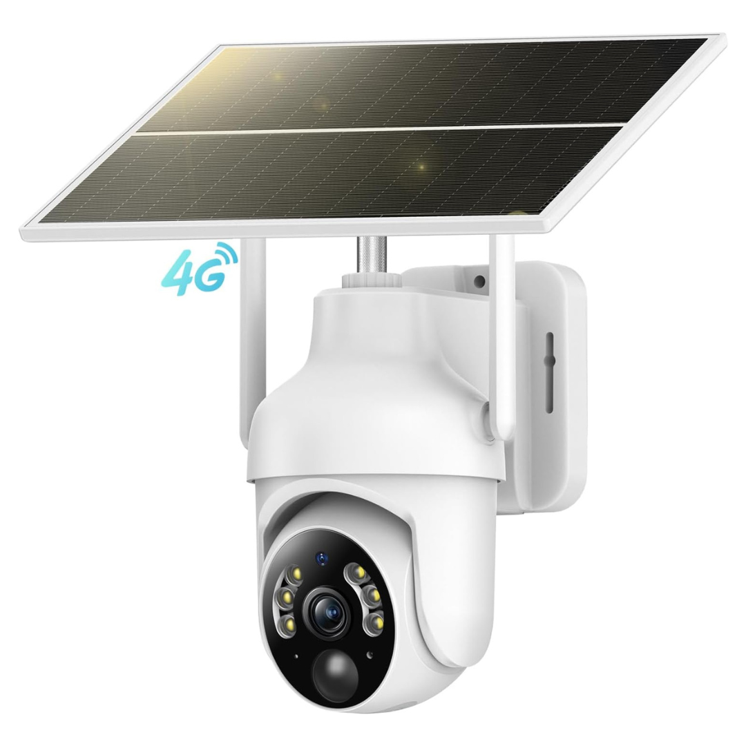 Tefrio 4G LTE Cellular Built in SIM Card 360º Solar Security Camera