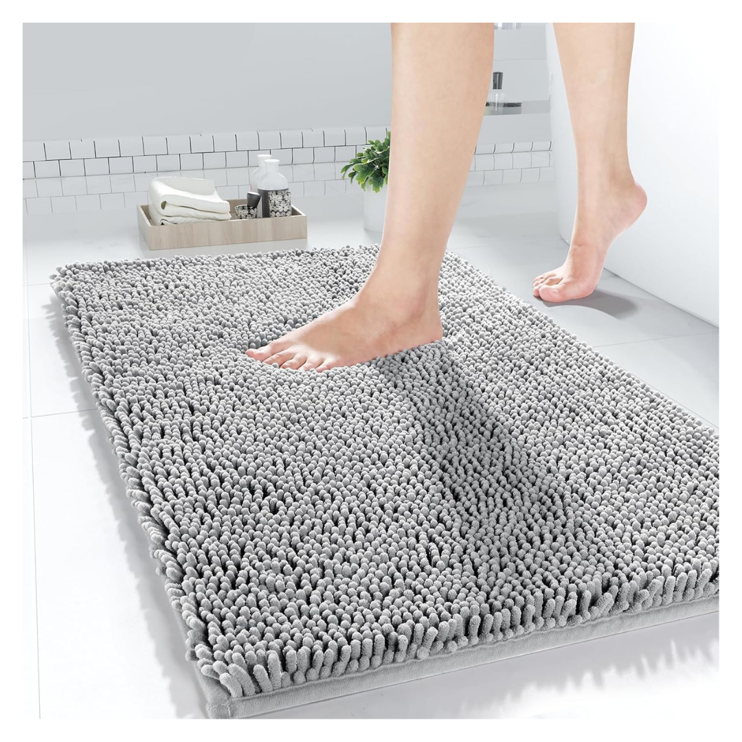 24" x 17" Chenille Extra Soft Shaggy Non-Slip Bathroom Rug