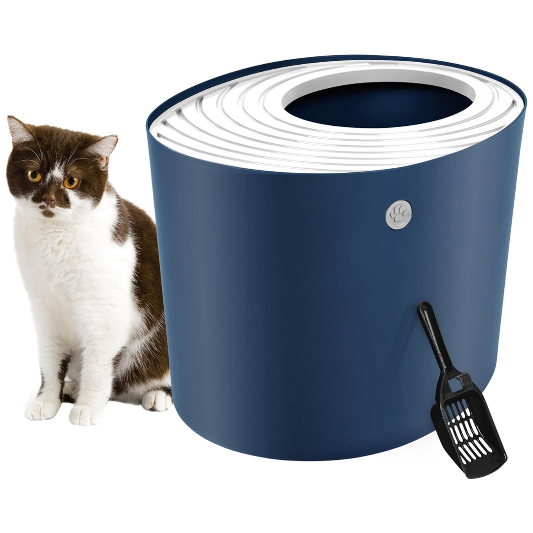 IRIS USA Top Entry Litter Box With Scoop