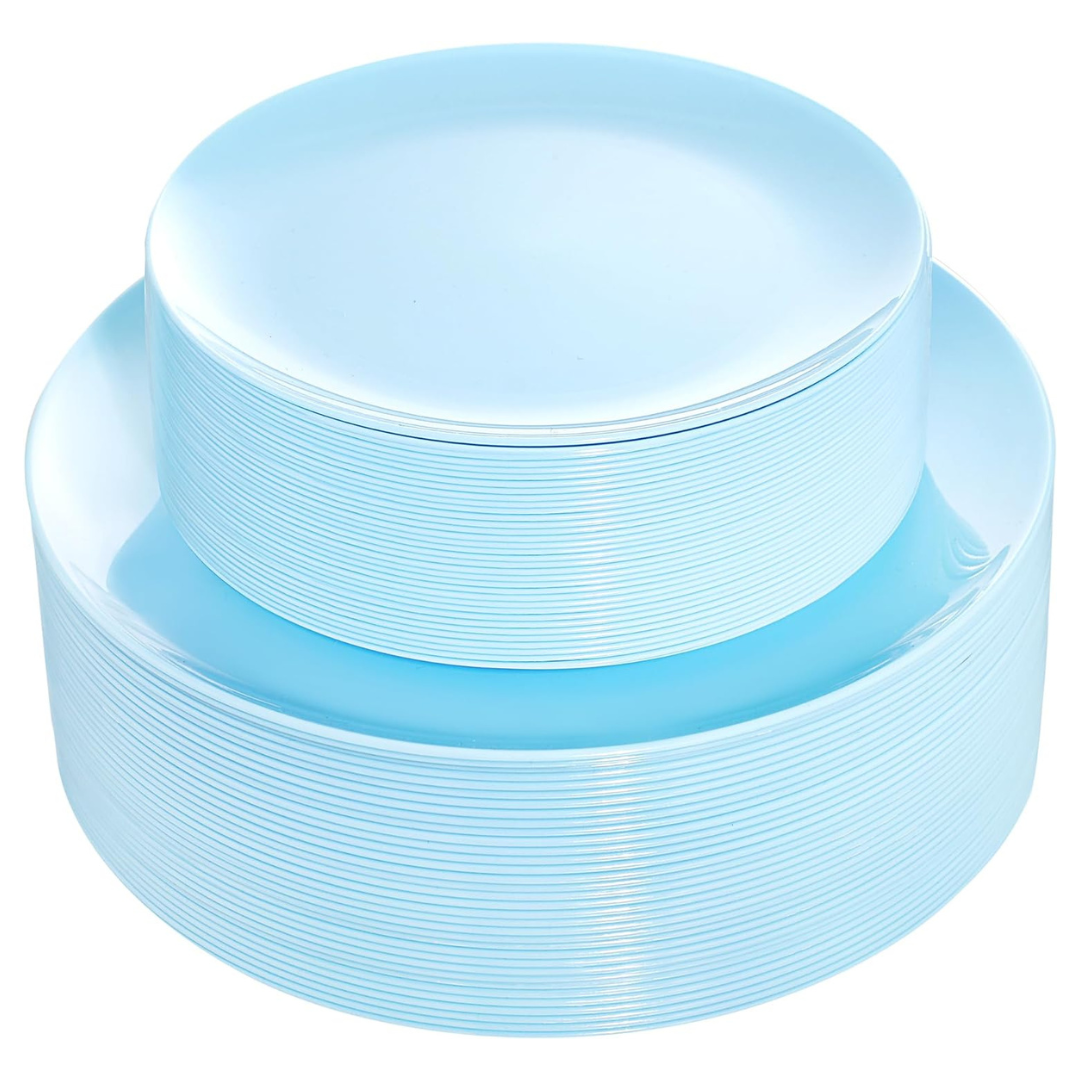 Heavy Duty Plastic Dinner and Dessert Plates, 30 Settings