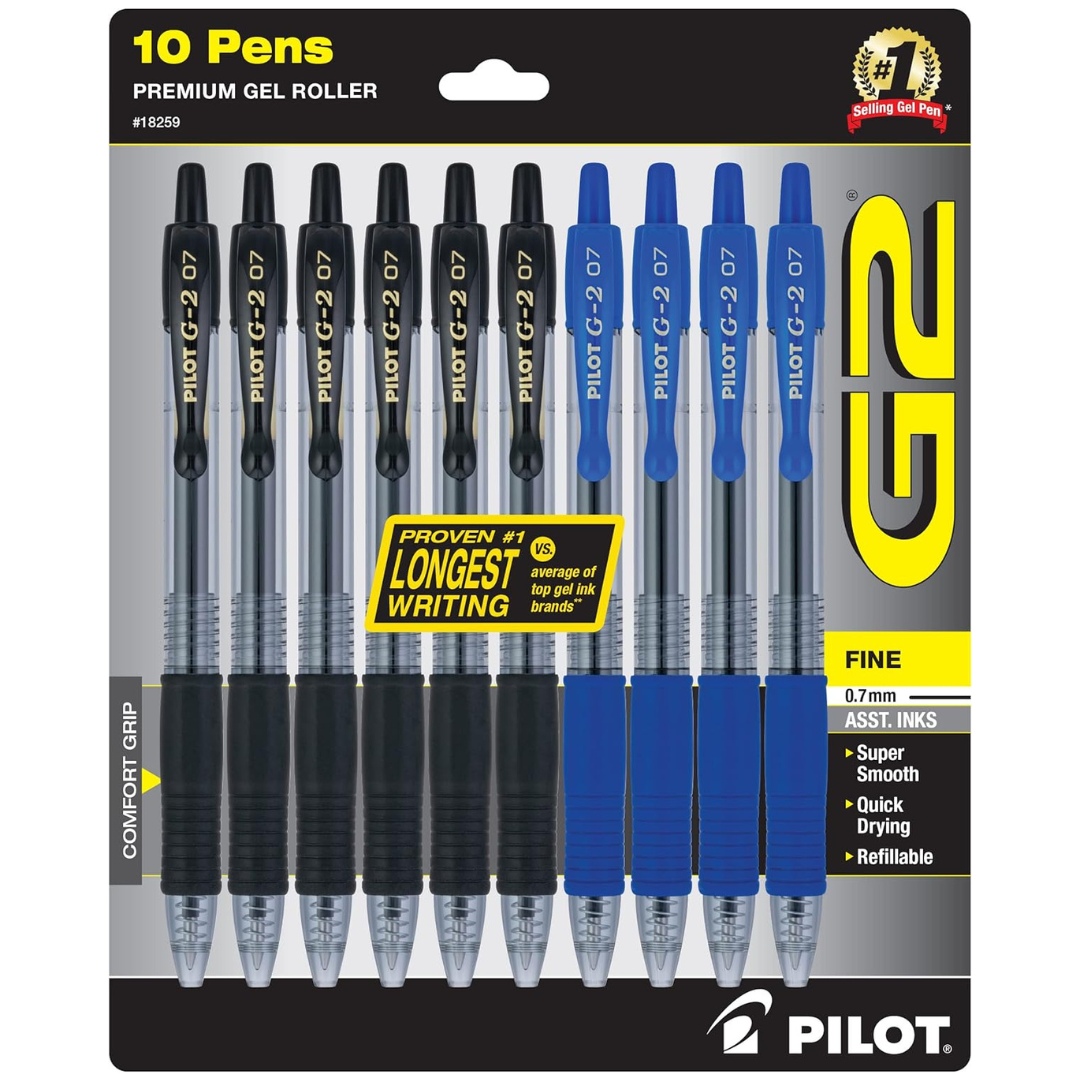 10-Pack PILOT G2 Premium Rolling Ball Gel Pens