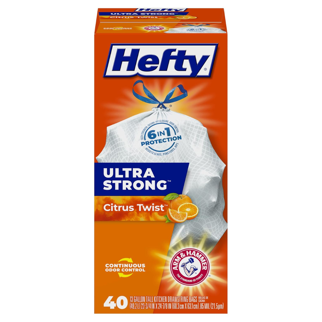 40-Count 13-Gallon Hefty Ultra Strong Tall Kitchen Trash Bags