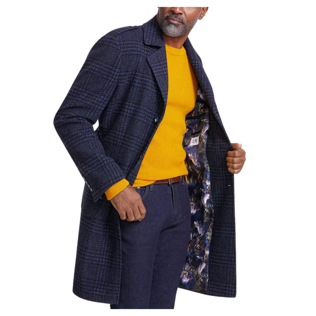 Tayion Collection Men's Classic-Fit Plaid Overcoat