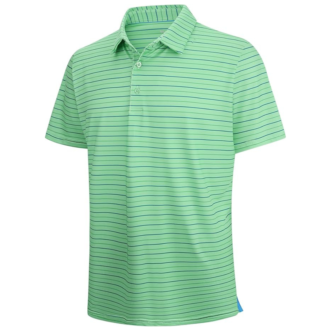 Warhorsee Men's Short Sleeve Striped Golf Polo T-Shirt (Various Colors)