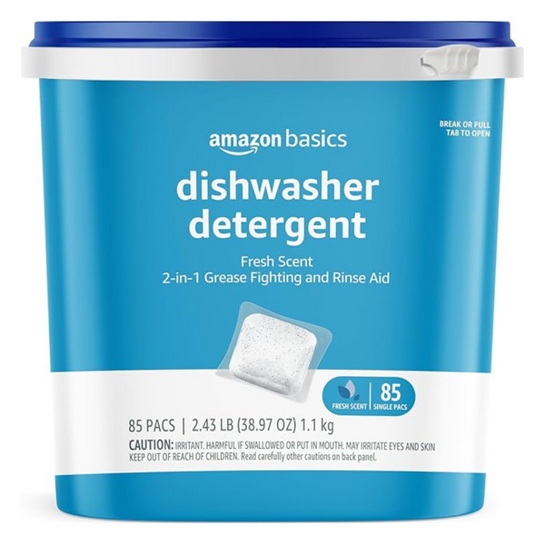 85-Count Amazon Basics Dishwasher Detergent Pacs (Fresh Scent)