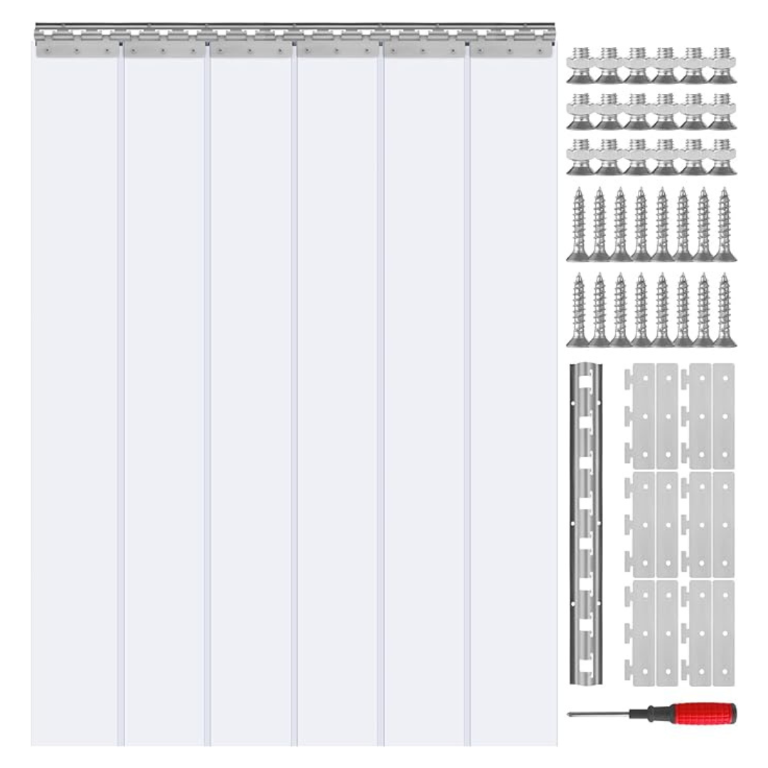 Vevor 0.08" Thickness 6PCS Clear PVC Strip Door Curtain (84" H x 38" W)