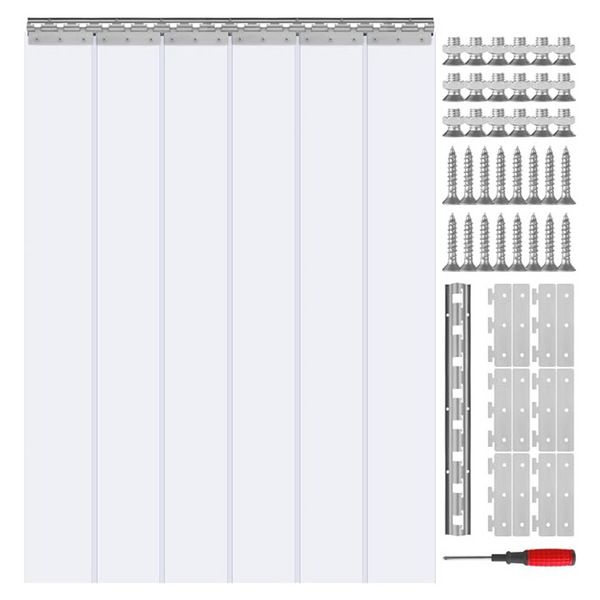 Vevor 0.08" Thickness 6PCS Clear PVC Strip Door Curtain (84" H x 38" W)