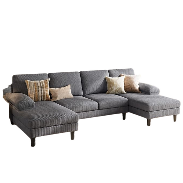 Linsy Home U Shape 111" Corduroy Sofa With Sleepable Armrests