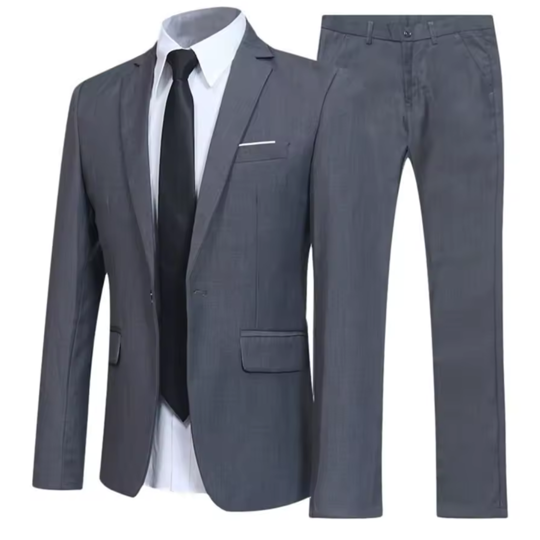 Men's Collar Lapel Pockets Buttons Groom Suit Set