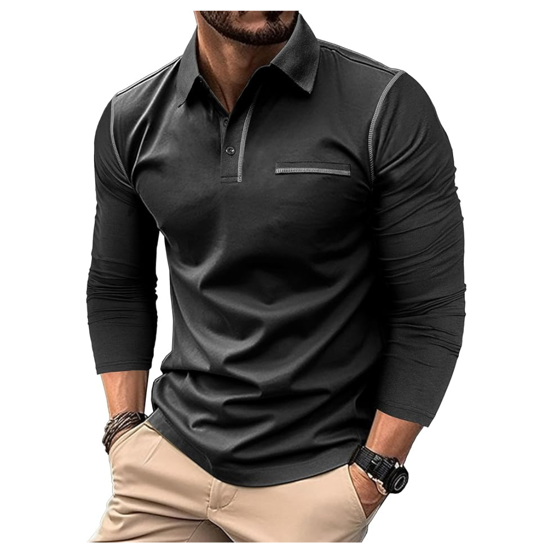 Men's Long Sleeve Cotton Polo Shirts