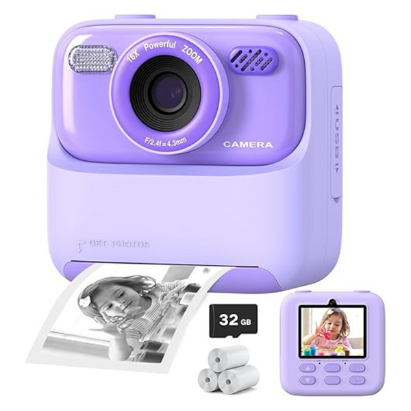 Cimizi 20MP Kids FHD Digital Camera W/ Print Paper & 32G Card (5 Colors)