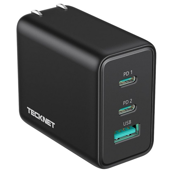 Tecknet 65W PD 3.0 GaN USB-C 3-Port Charger Adapter