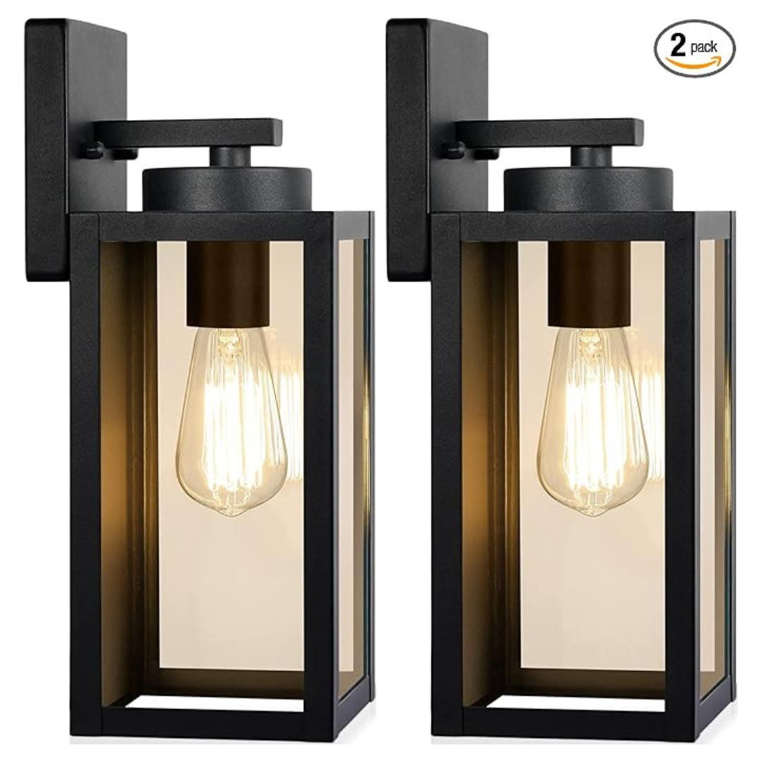 2-Pack BesLowe Outdoor Wall Light Fixtures (Matte Black)