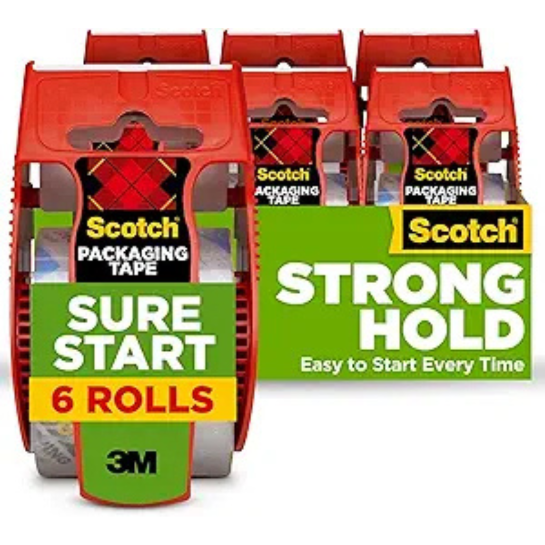 6-Count Scotch Sure Start Packing Clear Tape Rolls