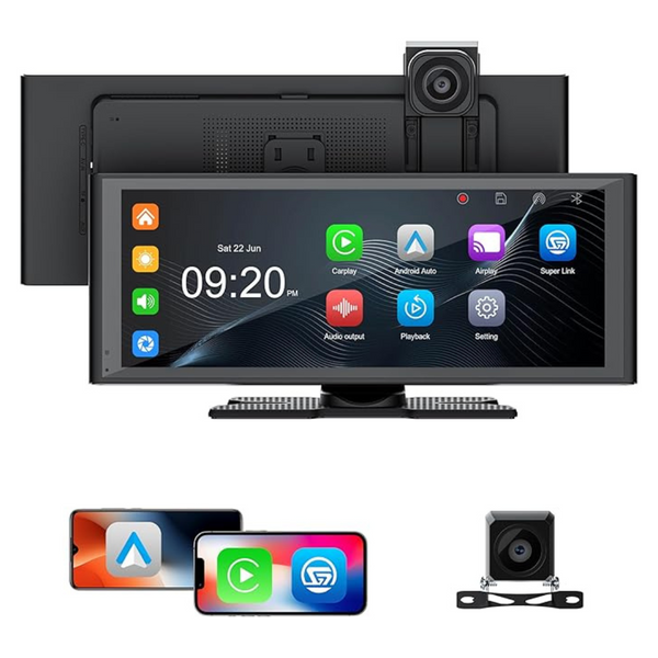 10.26" Wireless Apple Carplay Screen & Android Auto With 4K Dash Cam