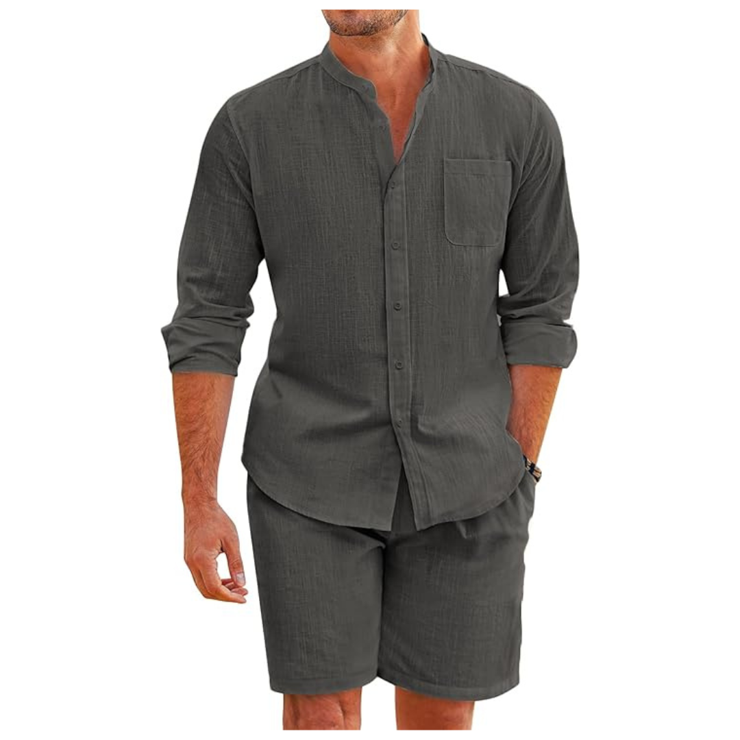 COOFANDY Men's 2-Piece Linen Beach Outfits Set