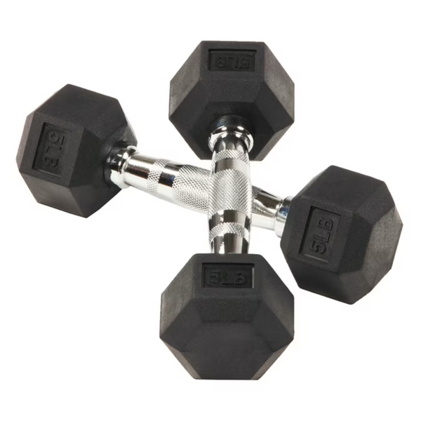 BalanceFrom Rubber 5lb Hex Dumbbells, Pair