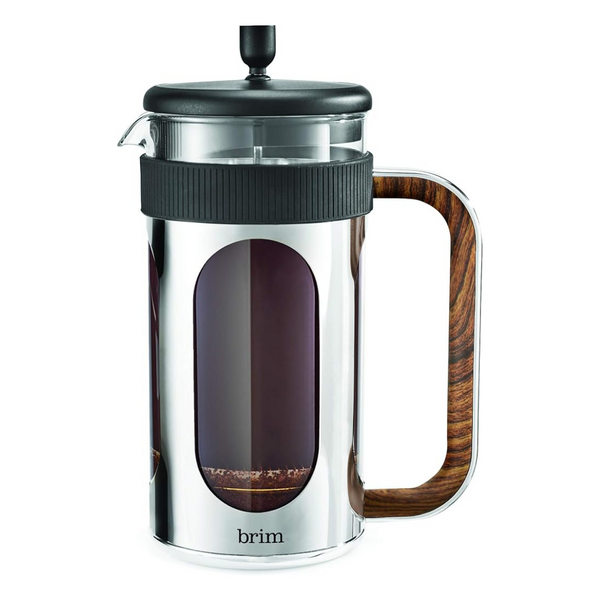 Brim 8 Cup French Press Coffee Maker With Wooden Pattern Handle