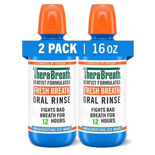 2-Count 16oz TheraBreath Fresh Breath Mouthwash (Icy Mint Or Mild Mint)