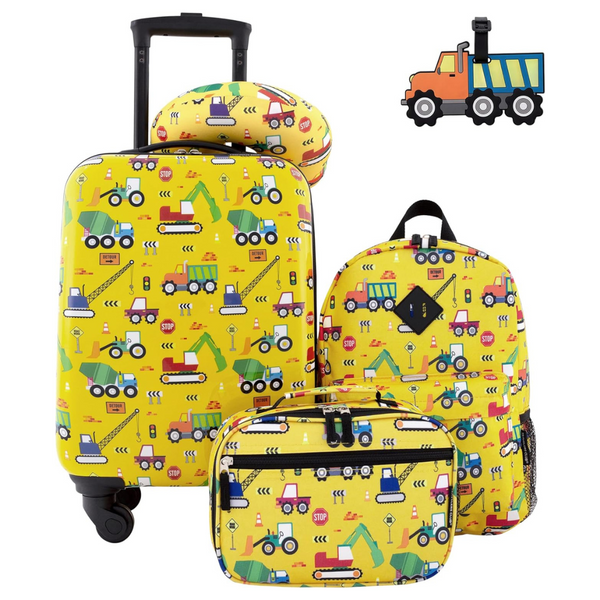 5-Piece Travelers Club Kids' Hardside Checked Spinner Luggage Set