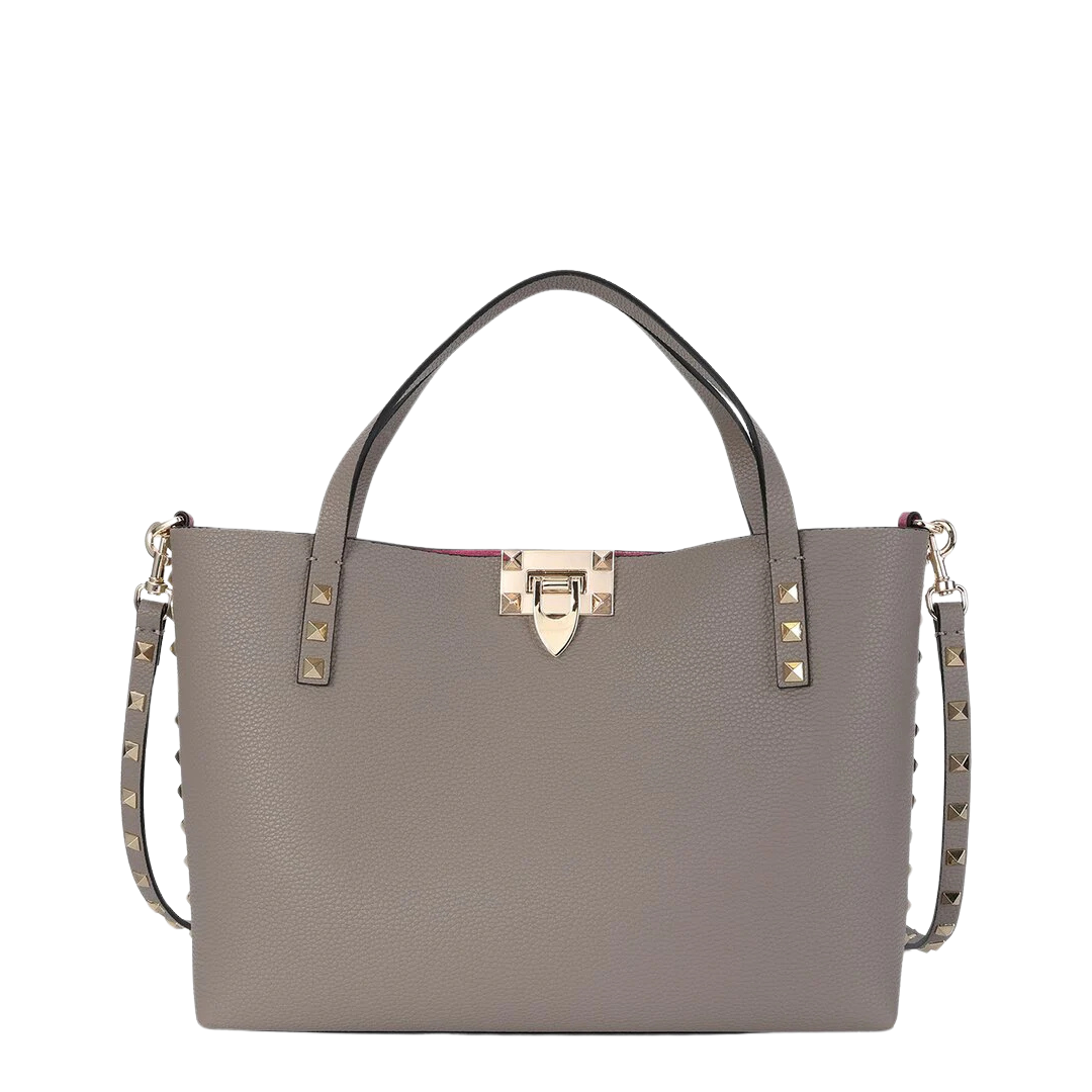 Tiffany & Fred Paris Women's Studded Leather Tote (Grey)