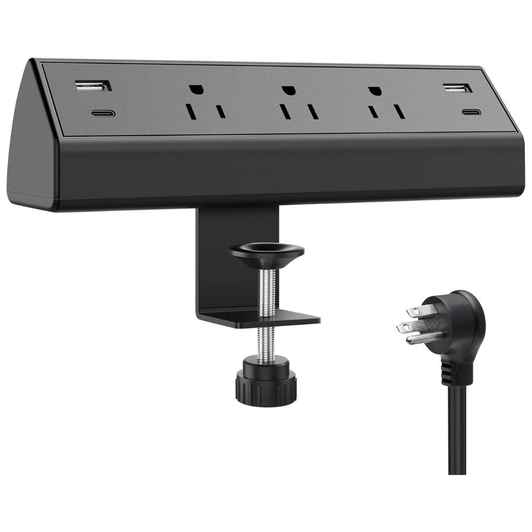 Jgstkcity 3-Outlets 6ft Desk Clamp Power Strip With 4-USB Ports