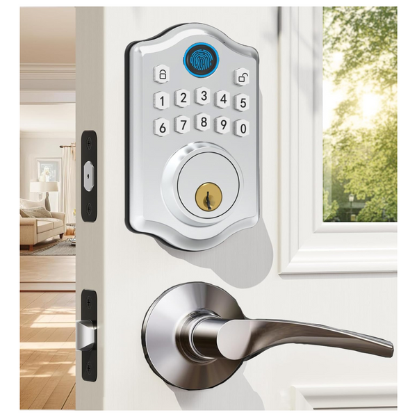 Fingerprint Door Lock With 2 Lever Handles