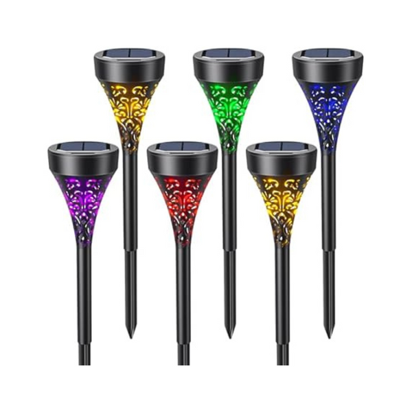 6-Pack Waterproof Solar Powered Outdoor Pathway Garden RGB Lights