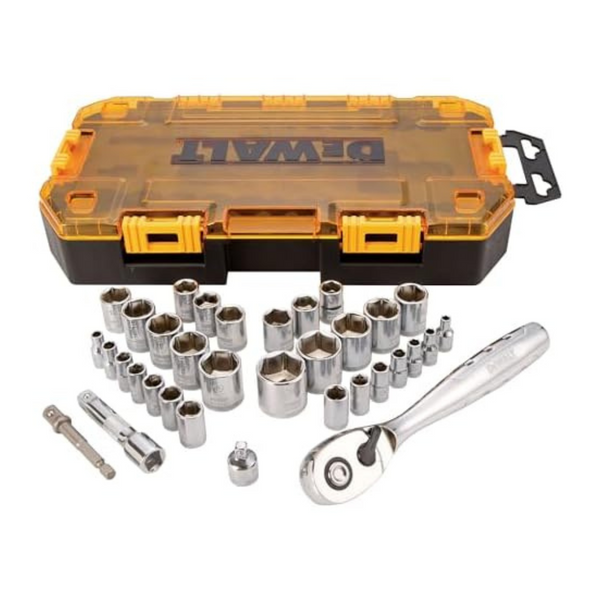 34-Piece Dewalt 1/4" & 3/8" Drive SAE/Metric Socket Set (DWMT73804)