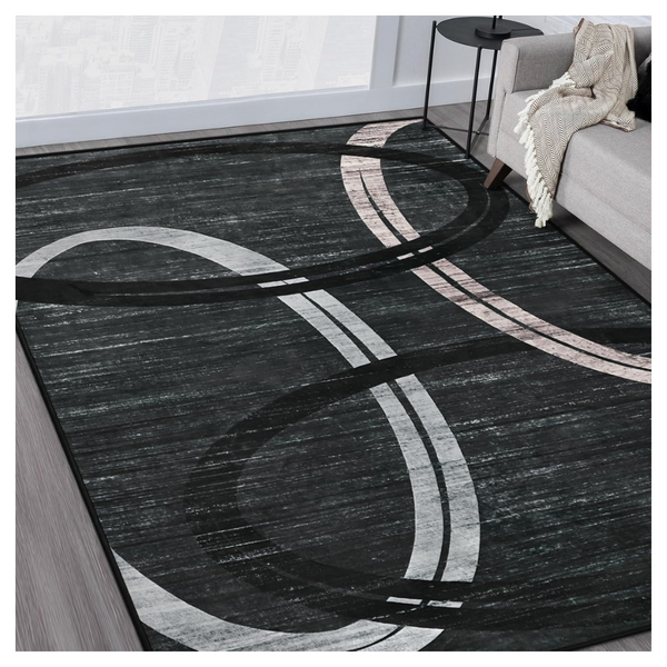 4x6 ft Modern Wavy Oval Design Carpet