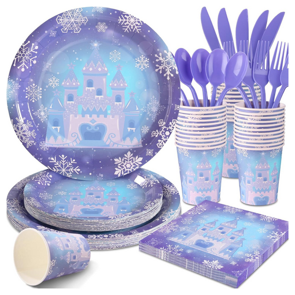 168 Pcs Frozen Plates And Napkins Party Supplies