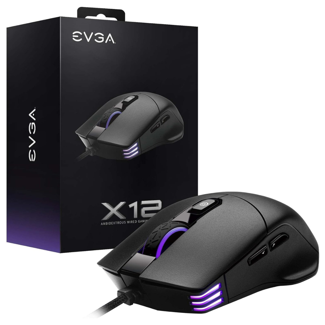 EVGA X12 Dual Sensor 16K DPI Wired Gaming Mouse (Black Or White)