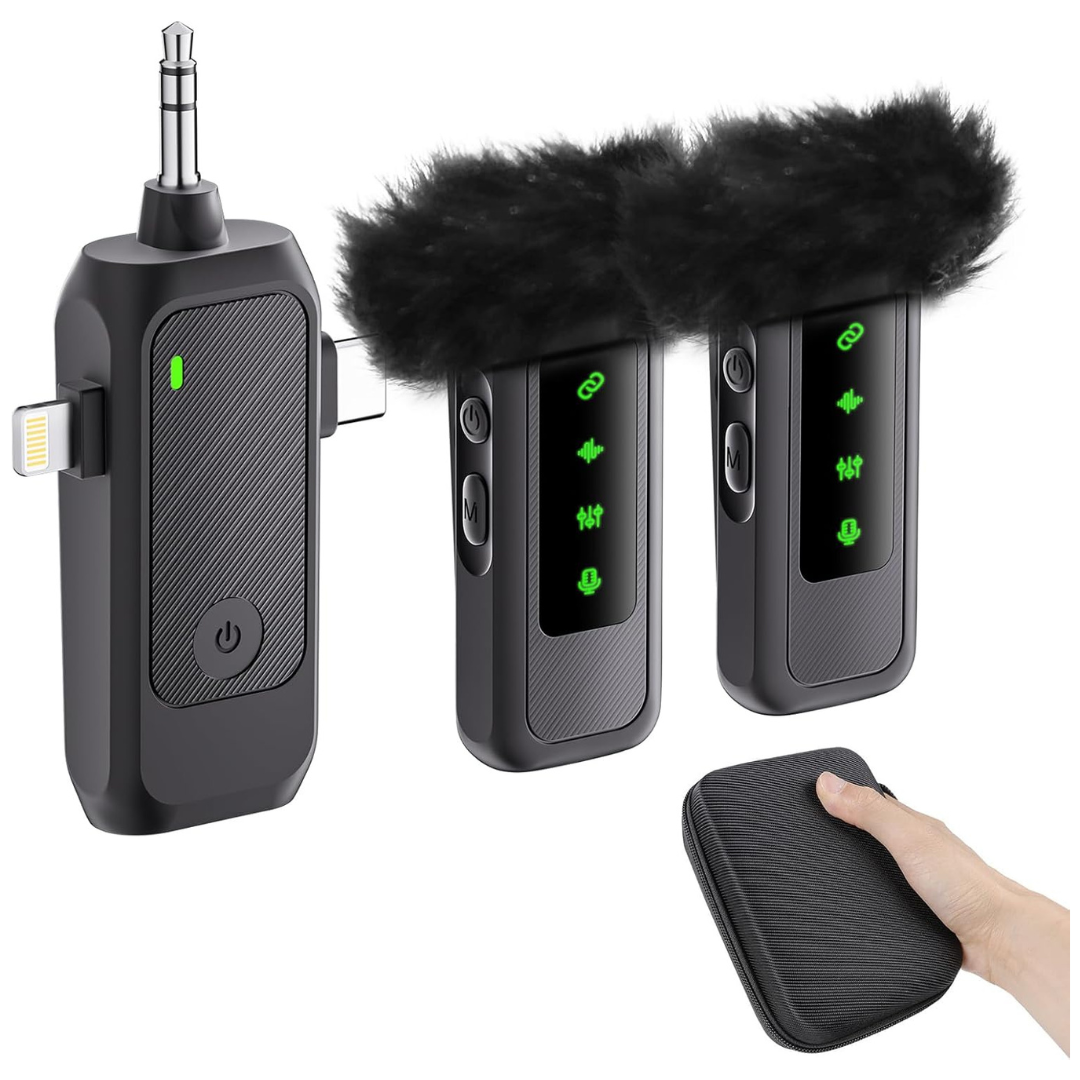 2-Pack Mini Wireless Lavalier Microphone