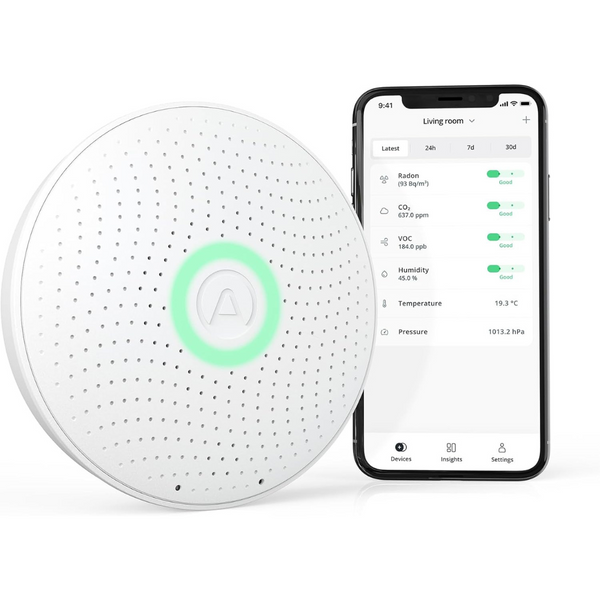 Airthings 2930 Wave Plus Smart Indoor Radon & Air Quality Monitor