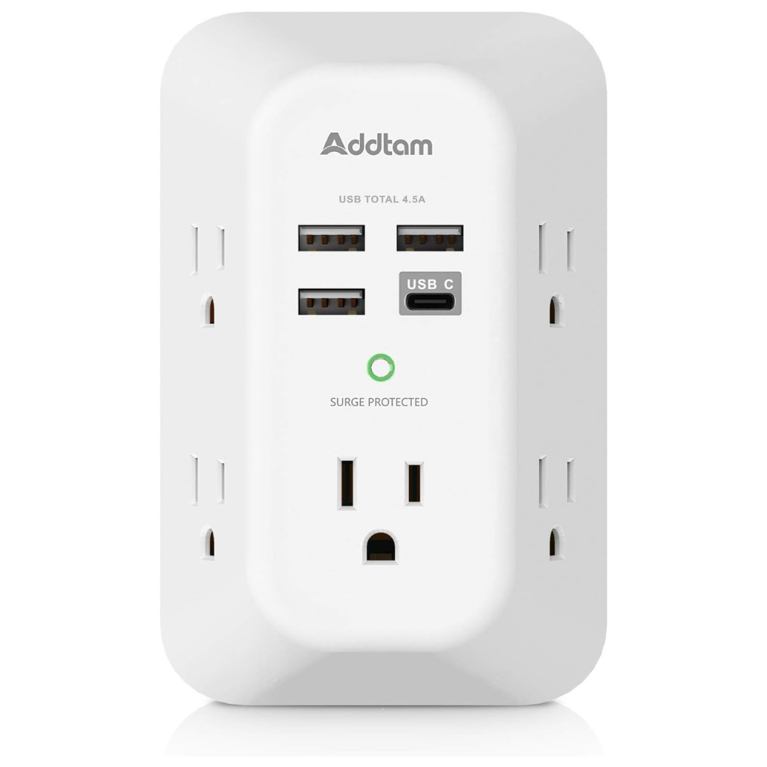 Surge Protector Wall Charger with 5 Outlet & 4 USB Ports