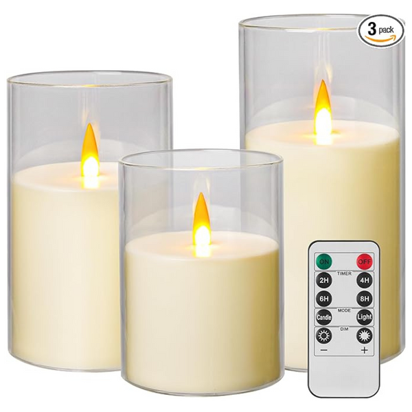 3-Pack Realistic Flickering Flameless Candles with Remote and Timer