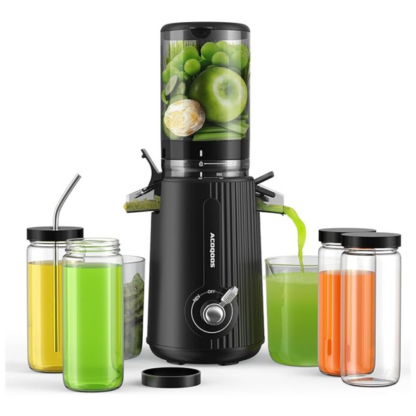 Acoqoos Cold Press Juicer Machine With 10 Glass Juice Bottles