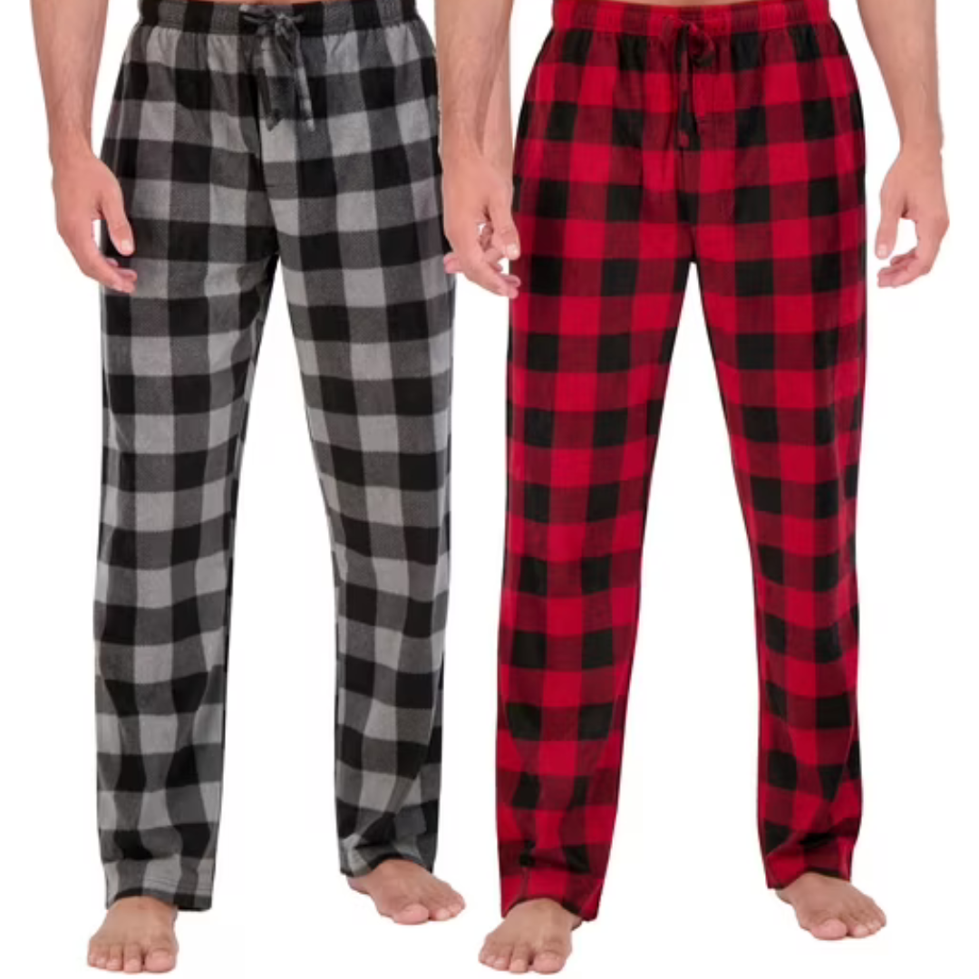 2-Pack Hanes Men's Microfleece Pajama Sleep Pants (3 Color Options)