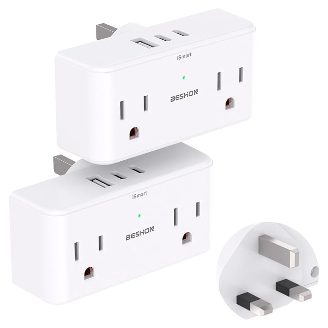 2-Pack US To UK Ireland Travel Plug Adapter